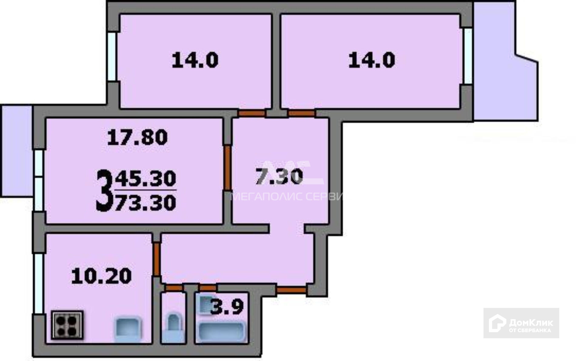 Планировка п3 трехкомнатная