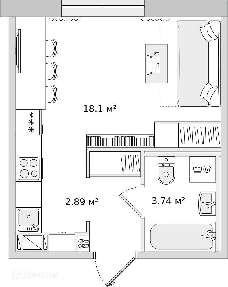 Купить студию, 24.6 м² по адресу Ленинградская область, Всеволожский район,  посёлок Бугры, Гаражный проезд, 23к2, 2 этаж за 4 792 509 руб. в Домклик —  поиск, проверка, безопасная сделка с жильем в офисе Сбербанка.