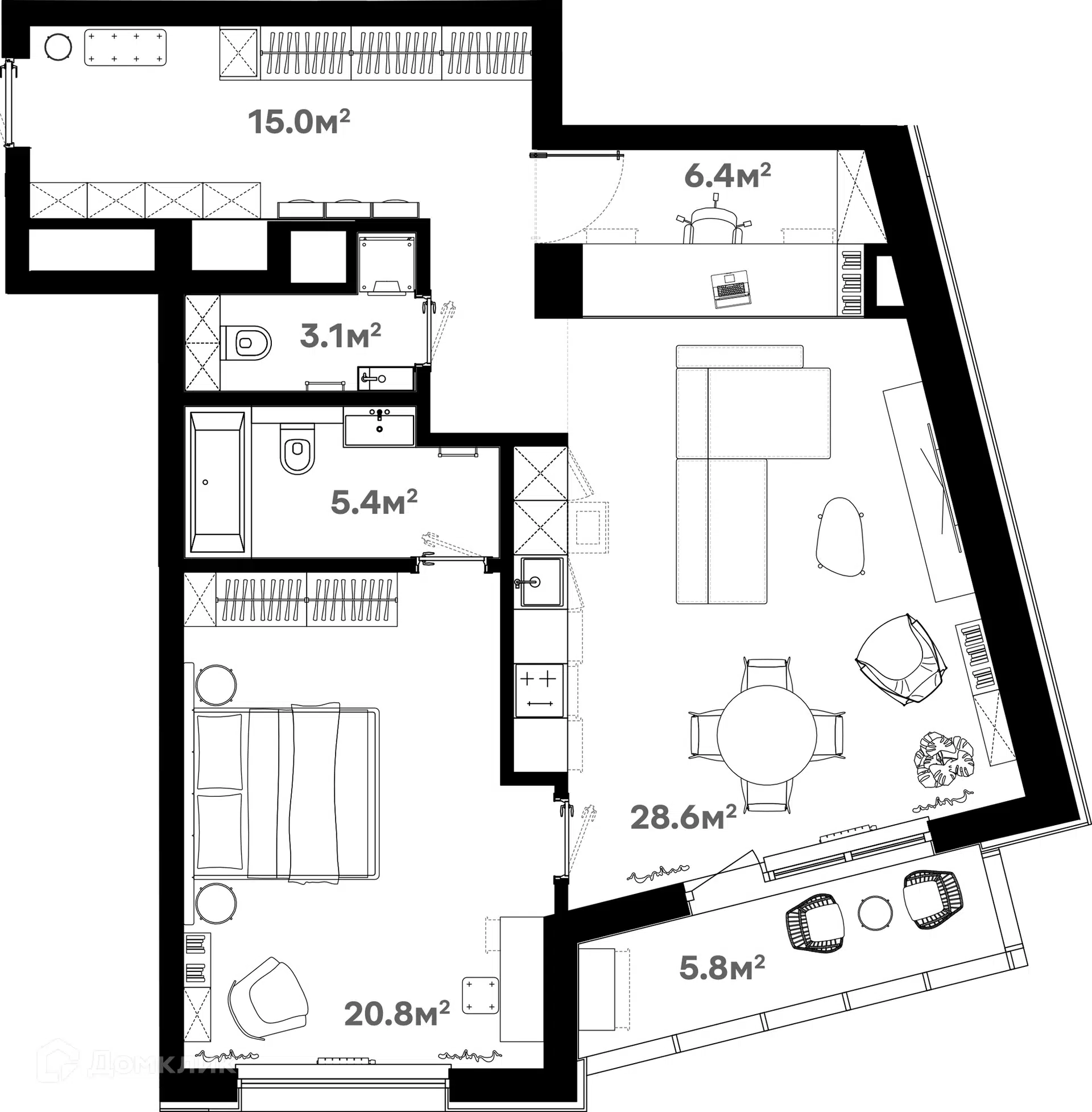Купить 2-комнатную квартиру, 88.4 м² в ЖК Риверхаус по адресу ...