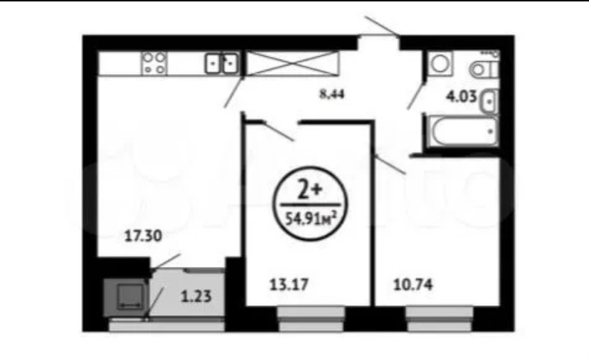 Купить 2-комнатную квартиру, 53 м² по адресу Республика Башкортостан ...