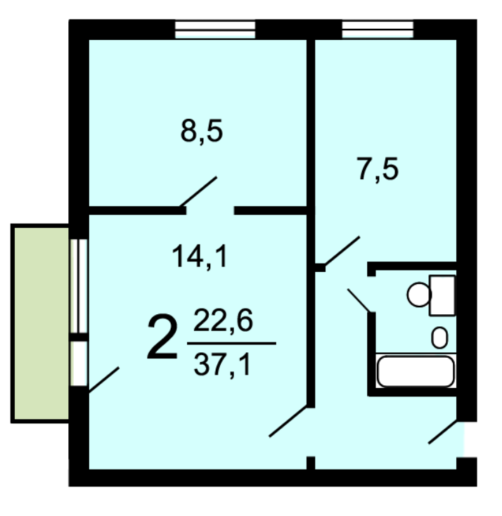 Планировка 2 комнатной квартиры в москве Купить 2-комнатную квартиру, 37.1 м² по адресу Москва, улица Новаторов, 38к1, 5 