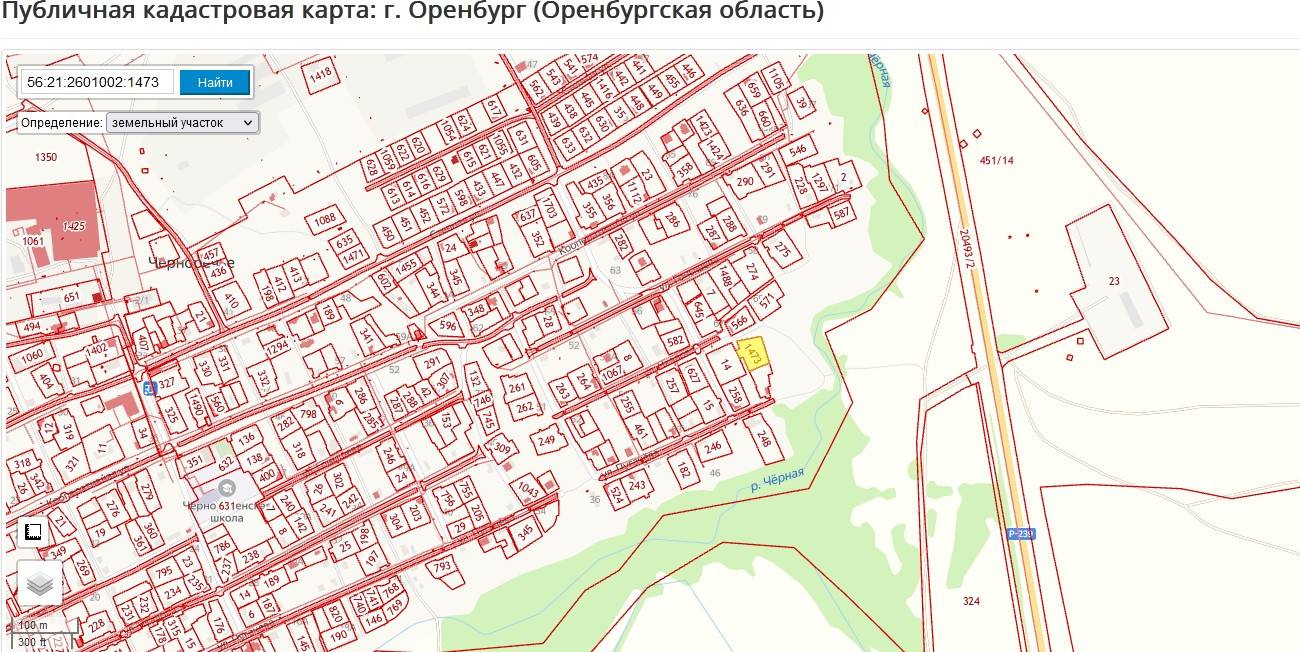 Кадастровая карта черноречье