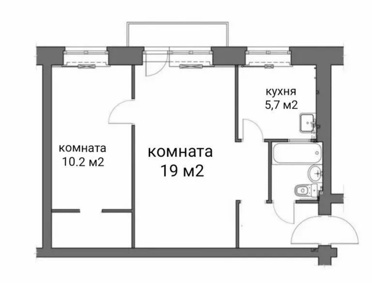 Дизайн проект хрущевки 2 комнаты 42м