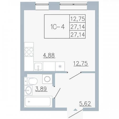 Купить студию, 27.1 м² по адресу Пермь, Рионская улица, 4А, 3 этаж за 3 600 000 