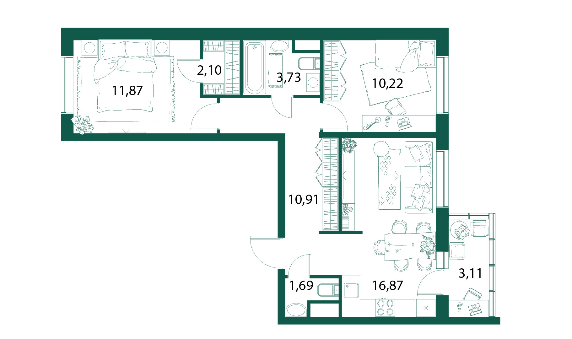 Купить 2-комнатную квартиру, 58.95 м² по адресу Ленинградская область,  Всеволожский район, Заневское городское поселение, Кудрово, проспект  Строителей, 1, 8 этаж за 9 900 000 руб. в Домклик — поиск, проверка,  безопасная сделка с жильем в офисе Сбербанка.