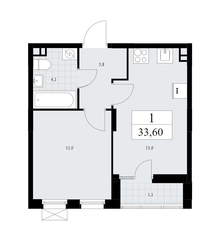 Купить 1-комнатную квартиру, 33.6 м² по адресу Москва, поселение ...