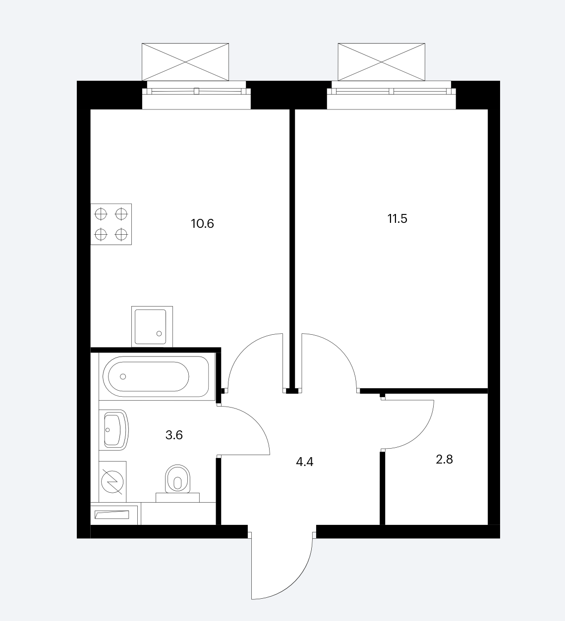 Планировка 1 комнатной квартиры 33