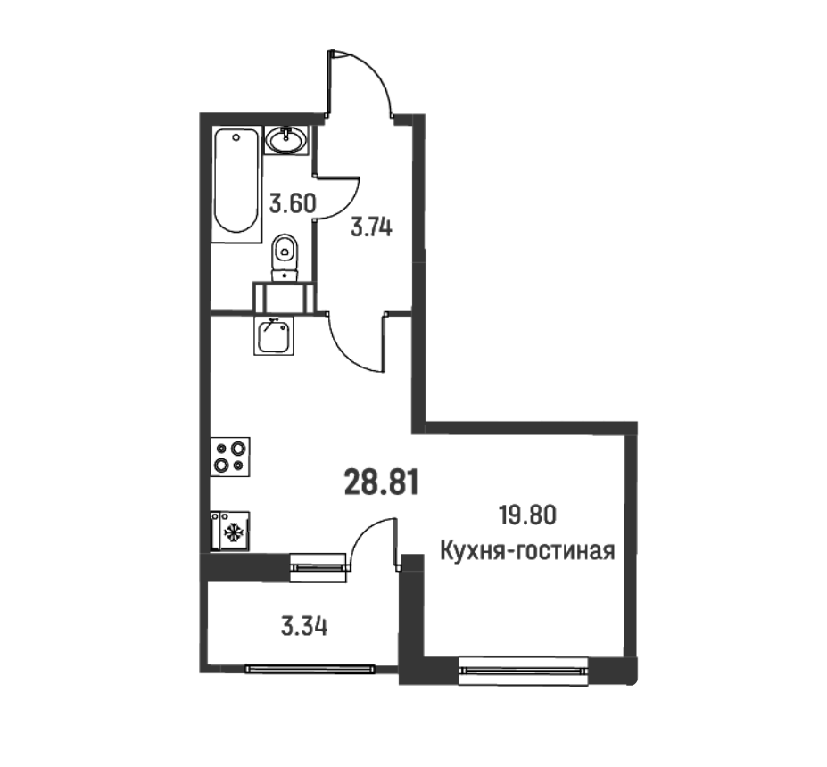 Купить студию, 28.81 м² по адресу Ленинградская область, Всеволожский ...