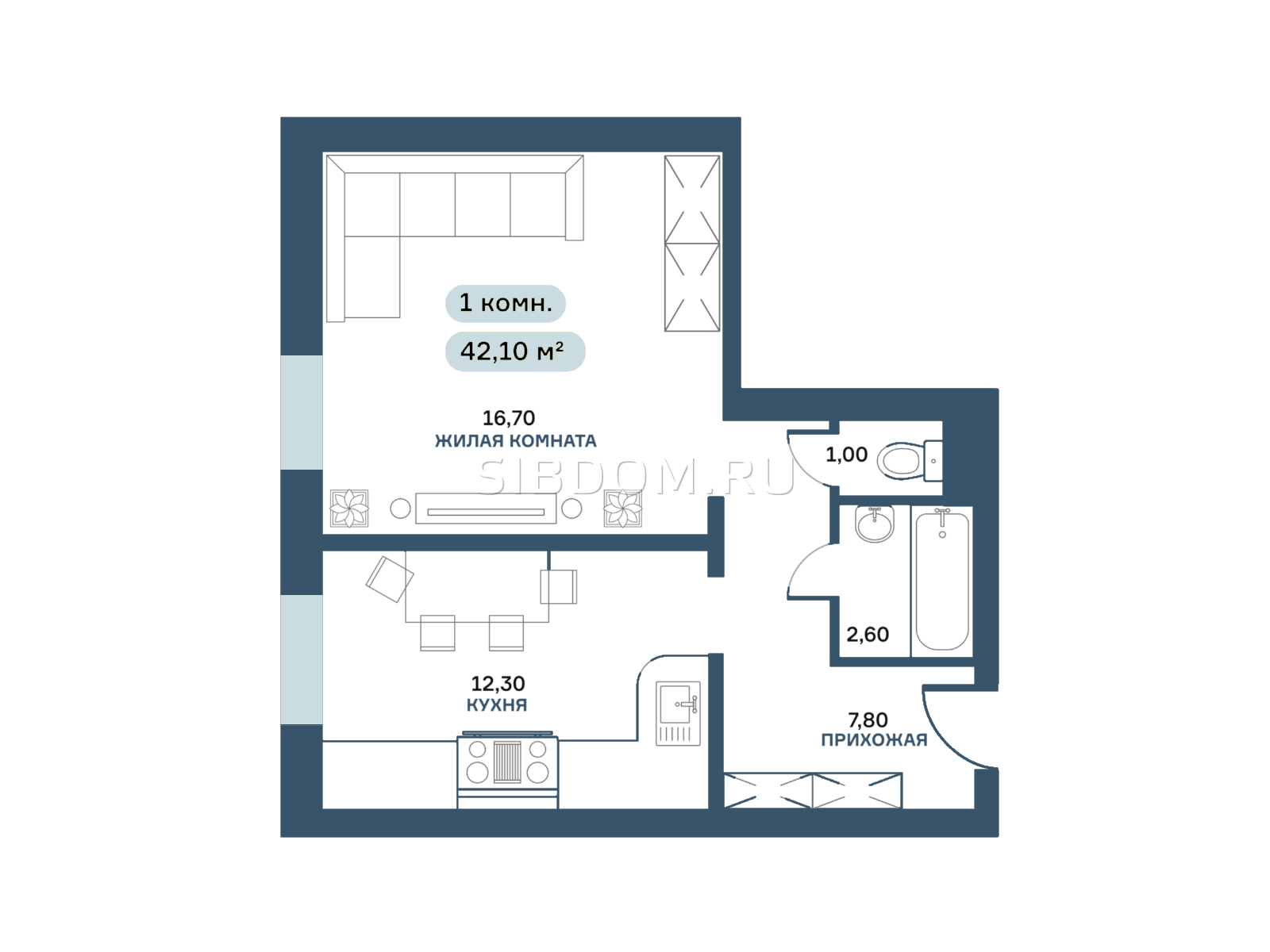 Купить 1-комнатную квартиру, 42.1 м² по адресу Красноярск, улица Спандаряна,  1 этаж за 5 450 000 руб. в Домклик — поиск, проверка, безопасная сделка с  жильем в офисе Сбербанка.