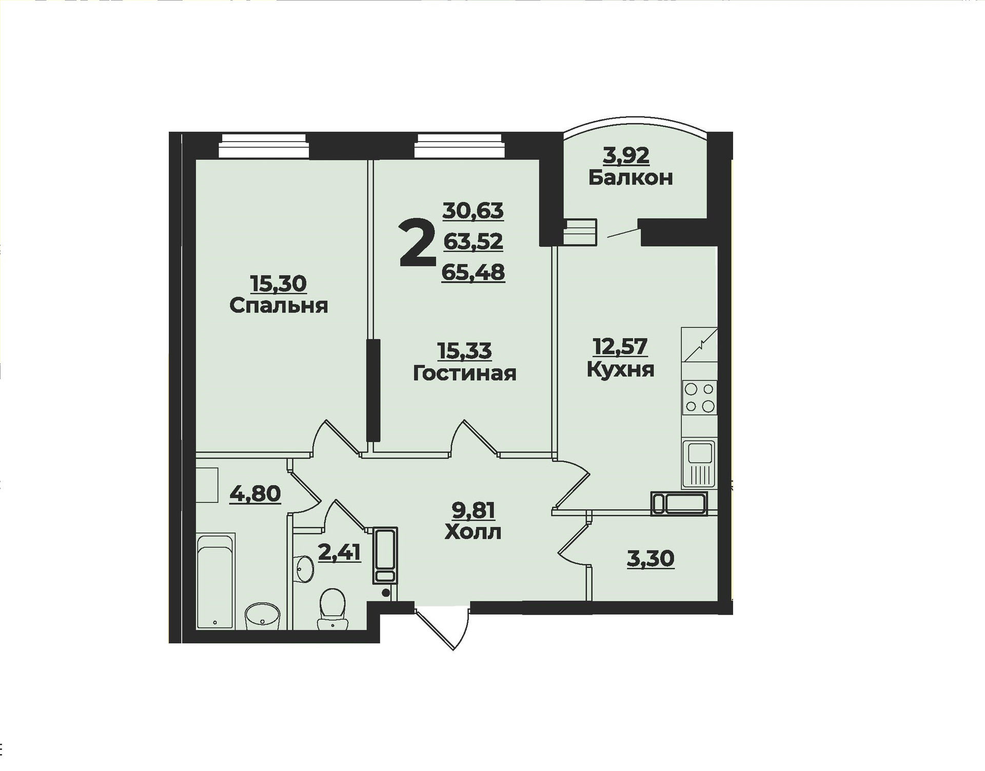 Купить 2-комнатную квартиру, 65.4 м² по адресу Ульяновск, проспект Генерала  Тюленева, 6В, 2 этаж за 4 979 000 руб. в Домклик — поиск, проверка,  безопасная сделка с жильем в офисе Сбербанка.