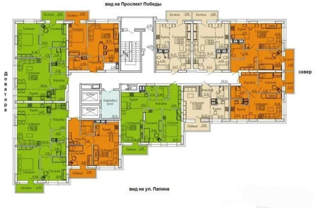 Планировки квартир липецк Купить 2-комнатную квартиру, 43.2 м² по адресу Липецк, 17-й, Богдана Хмельницког