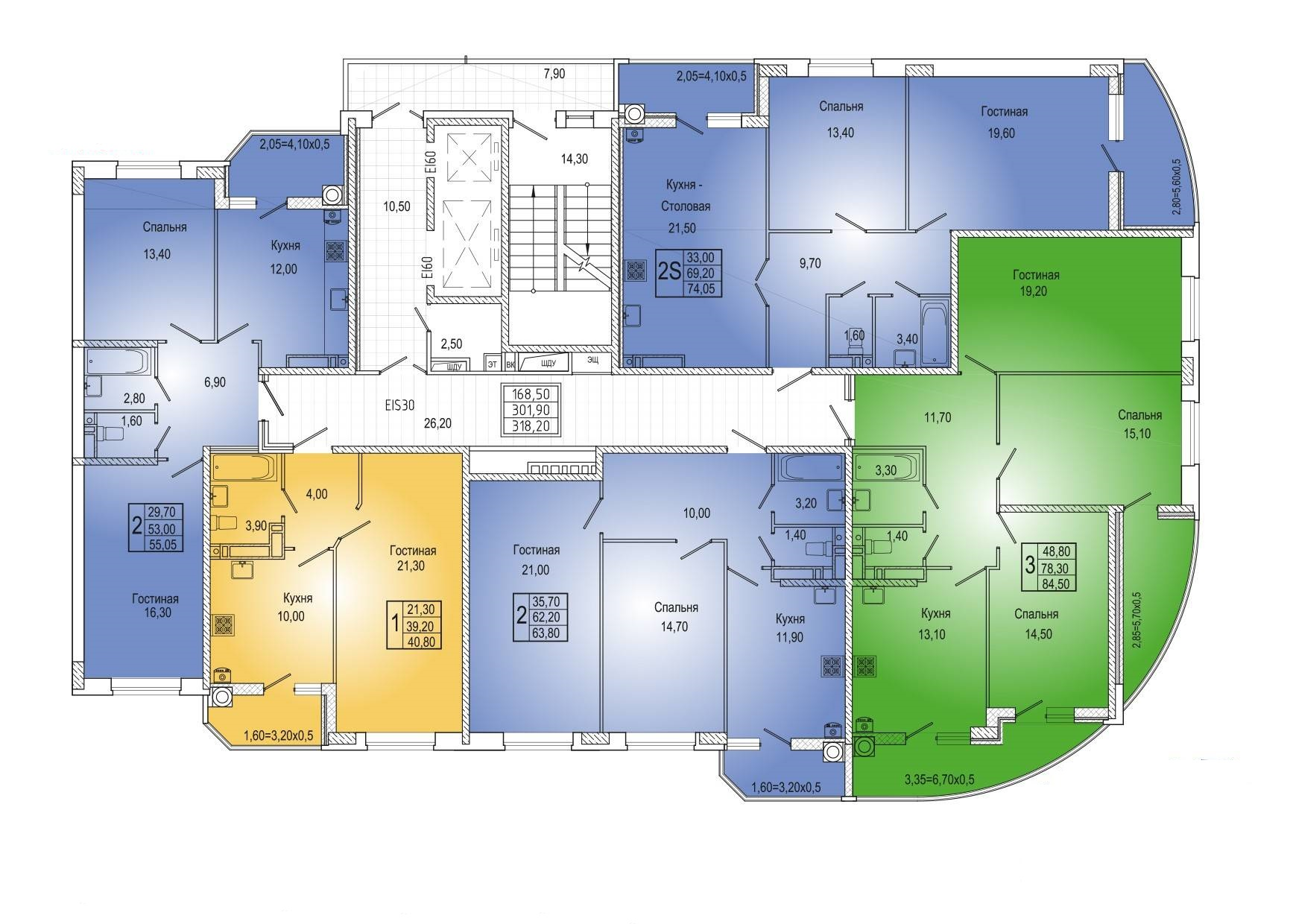 Купить 2-комнатную квартиру, 74 м² по адресу Ростов-на-Дону, Нахичевань,  улица 35-я Линия, 89/32, 20 этаж за 4 665 000 руб. в Домклик — поиск,  проверка, безопасная сделка с жильем в офисе Сбербанка.