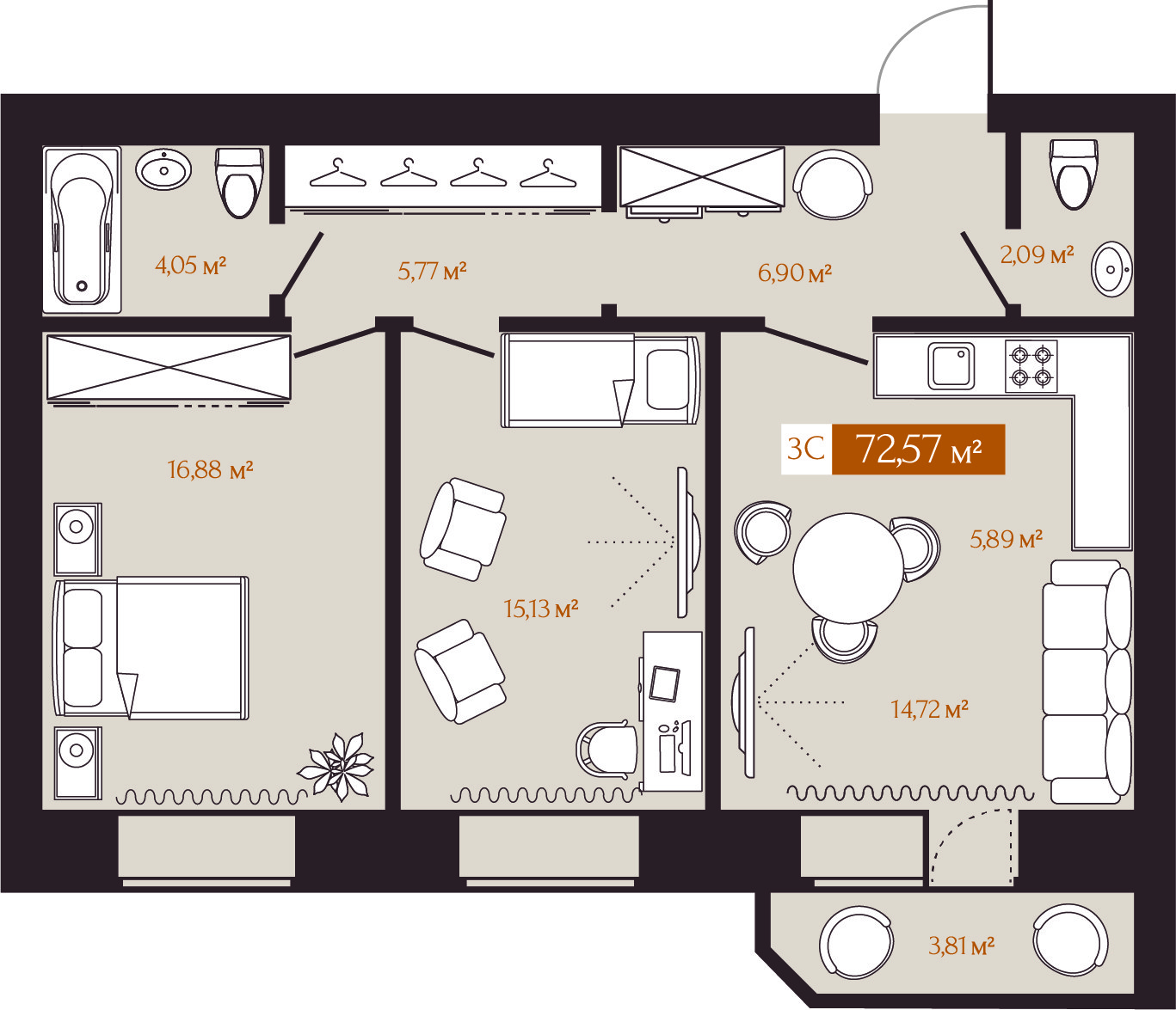 Купить 3-комнатную квартиру, 72.75 м² по адресу Новосибирск, улица Некрасова,  49, 2 этаж, метро Маршала Покрышкина за 10 350 000 руб. в Домклик — поиск,  проверка, безопасная сделка с жильем в офисе Сбербанка.