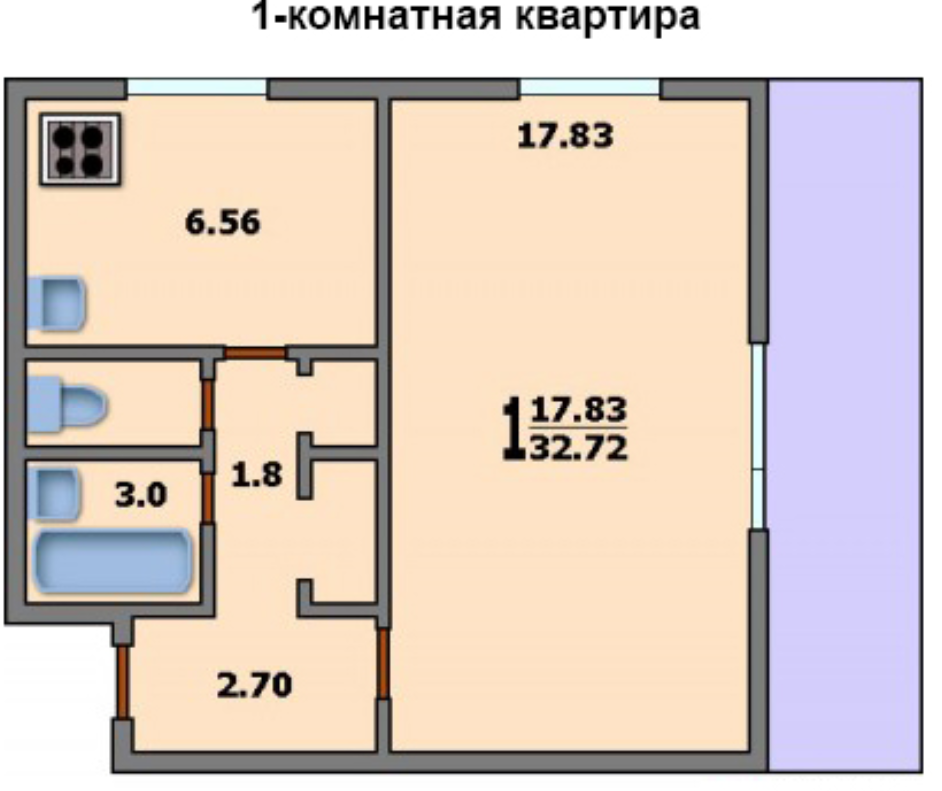 Ам планировка комнатной квартиры Купить 1-комнатную квартиру, 33 м² по адресу Москва, Смольная улица, 63, 2 этаж,