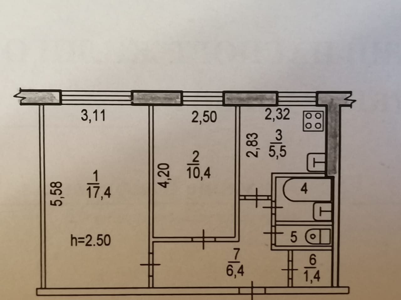 Купить 2-комнатную квартиру, 44.3 м² по адресу Хабаровск, микрорайон Южный,  улица Панфиловцев, 17, 1 этаж за 4 500 000 руб. в Домклик — поиск,  проверка, безопасная сделка с жильем в офисе Сбербанка.