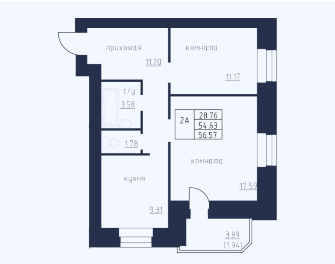 Купить 2-комнатную квартиру, 56.5 м² по адресу Вологодская область,  Череповец, улица Краснодонцев, 35А, 2 этаж за 5 650 000 руб. в Домклик —  поиск, проверка, безопасная сделка с жильем в офисе Сбербанка.