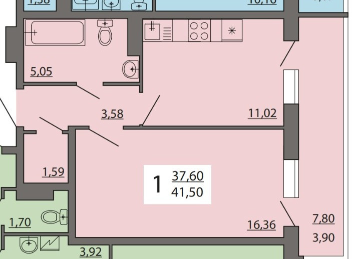 Купить 1-комнатную квартиру 33,9 м² по адресу Барнаул, Северо-Западная улица, 62