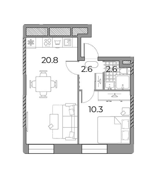 Купить 2-комнатную квартиру, 36.3 м² по адресу Москва, Южный ...
