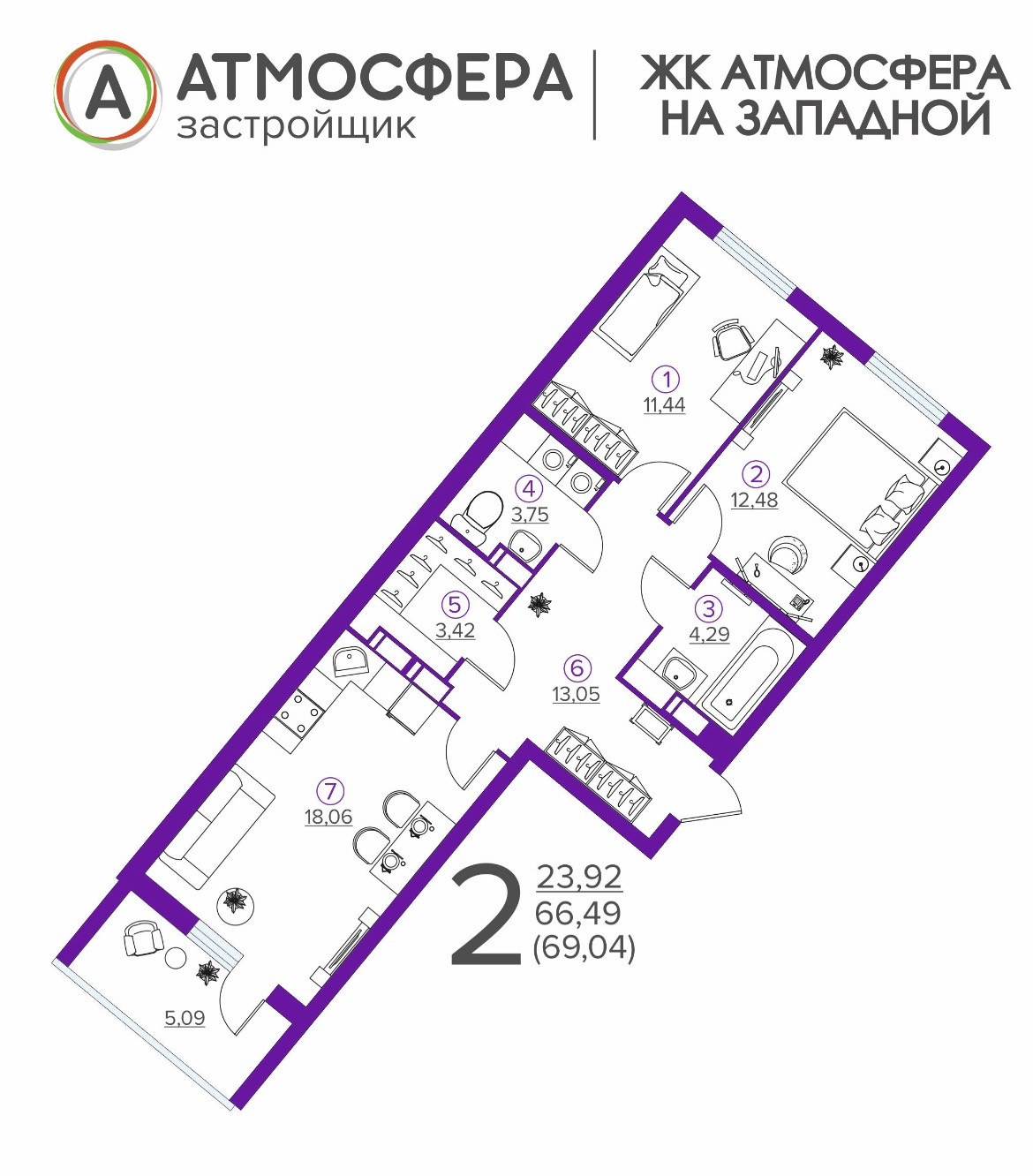 Видовые квартиры ЖК "Атмосфера на Западной" - В продаже 2 квартиры