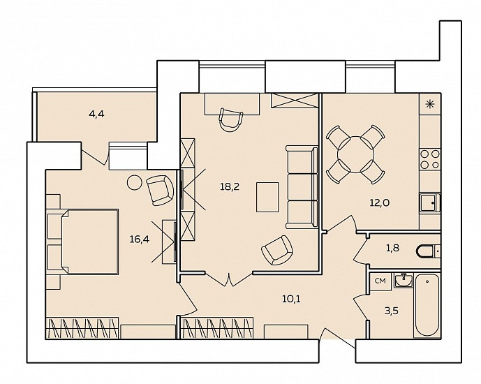 Планировка квартир пензы Купить 2-комнатную квартиру, 68.9 м² по адресу Пенза, улица Мира, 44Г, 8 этаж за