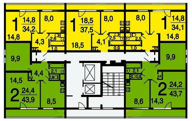 Планировки квартир п 68 Купить 1-комнатную квартиру, 34 м² по адресу Москва, Зеленоград, к361, 7 этаж за