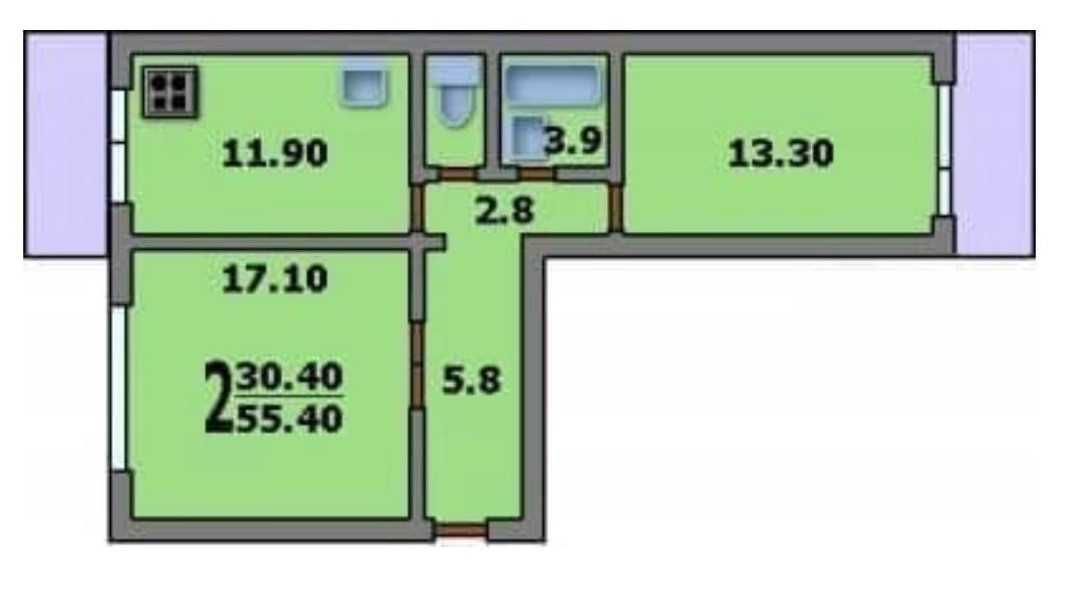 П 46 двухкомнатная квартира планировка Купить 2-комнатную квартиру, 55 м² по адресу Москва, улица Марьинский Парк, 35, 