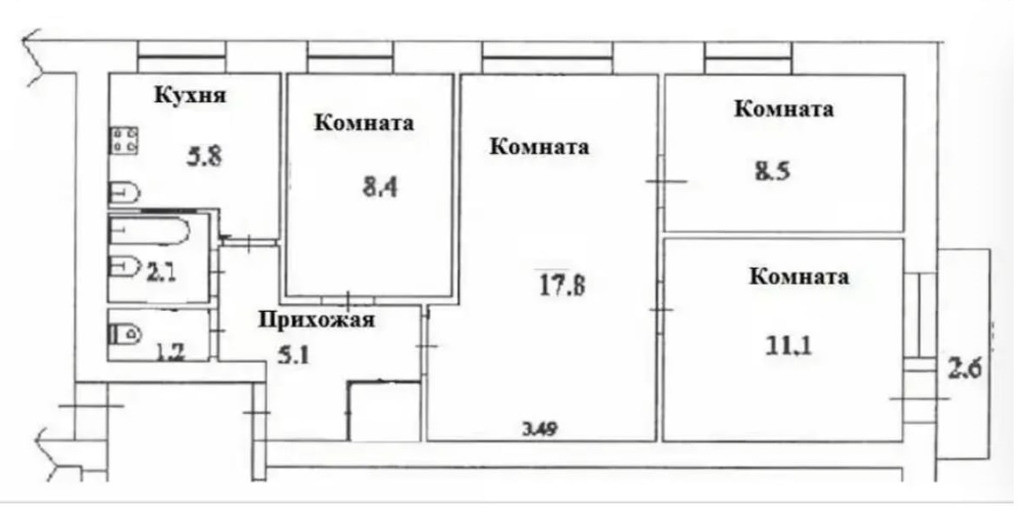 План квартиры 74 кв м