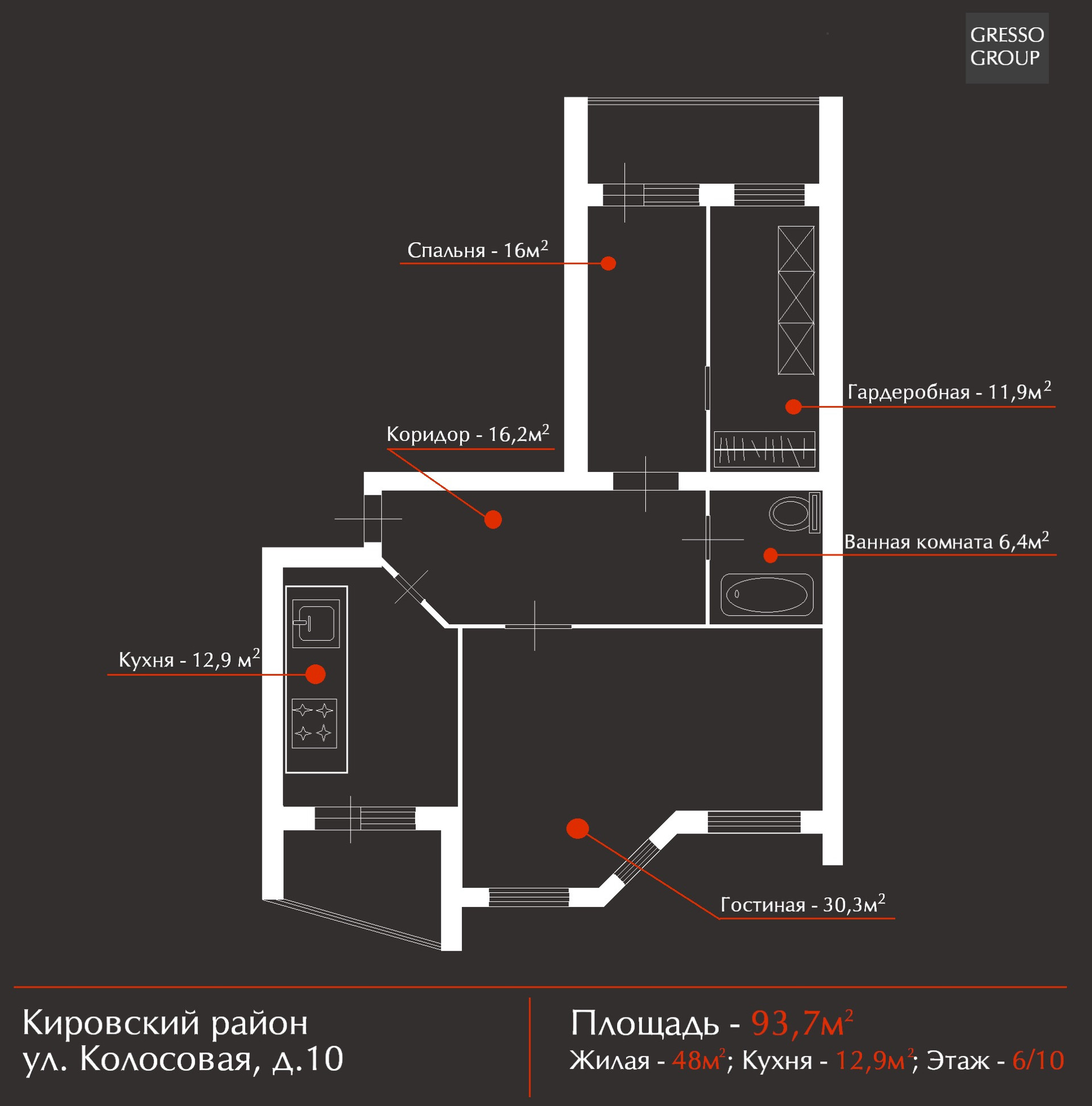 Купить 3-комнатную квартиру, 93.7 м² по адресу Волгоград, Колосовая улица,  10, 6 этаж за 4 650 000 руб. в Домклик — поиск, проверка, безопасная сделка  с жильем в офисе Сбербанка.