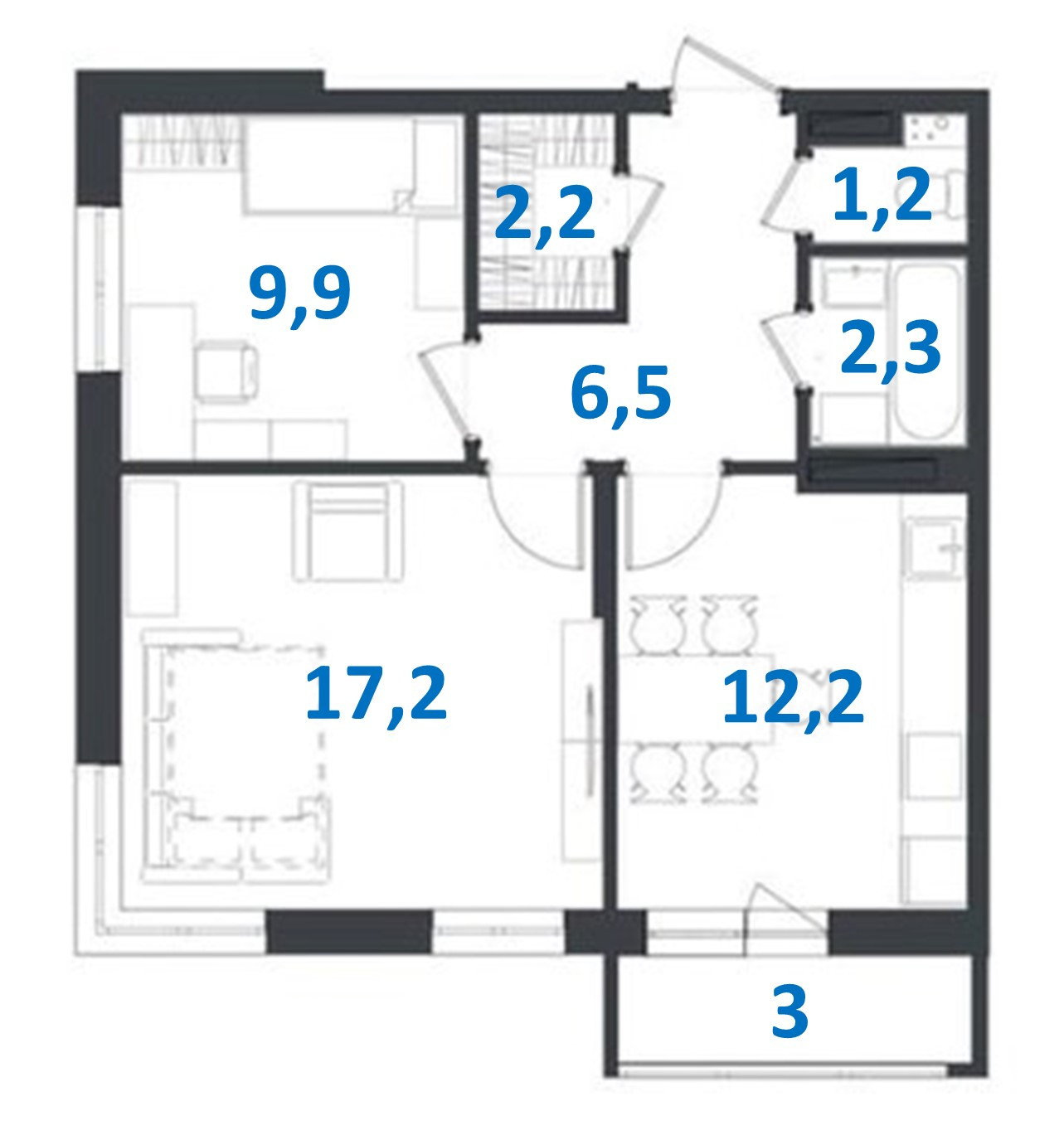 Купить 2-комнатную квартиру, 51.5 м² по адресу Ульяновск, улица ...