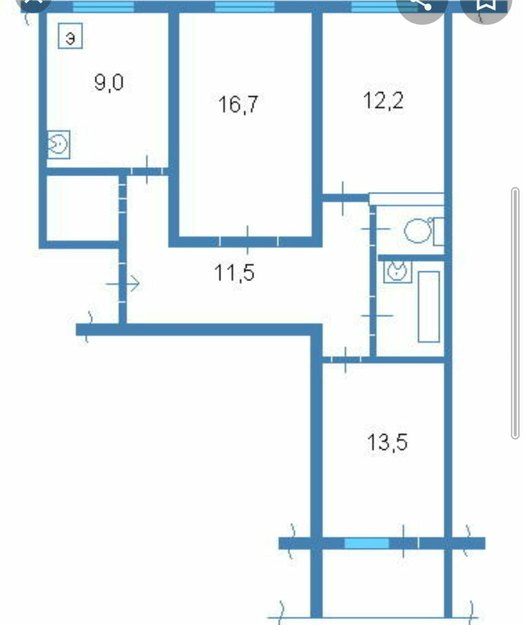 План трехкомнатной квартиры в панельном доме 9 этажей 64 кв м