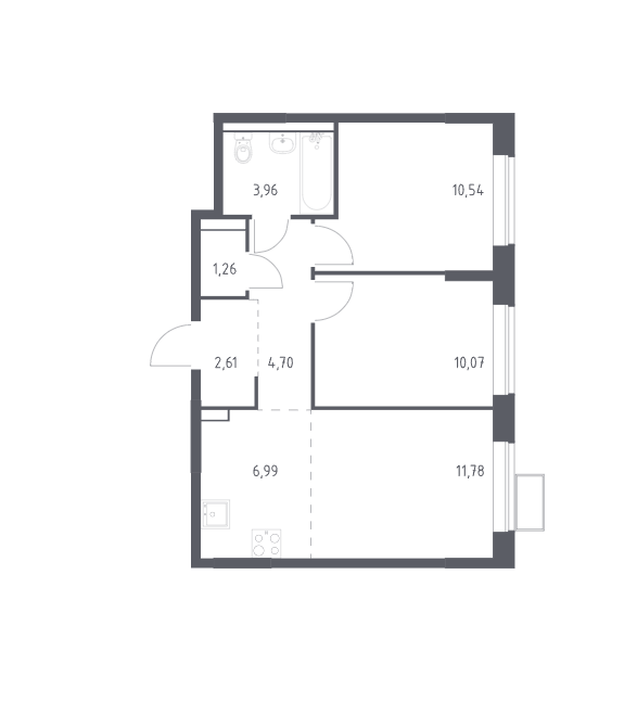 Купить 3-комнатную квартиру, 51.9 м² по адресу Московская область ...